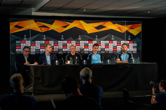 Press officer Fredrik Stjernström, Lasse Nielsen and