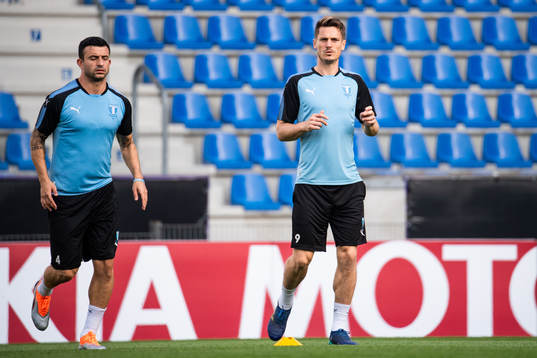 Behrang Safari and Markus Rosenberg of Malmö FF