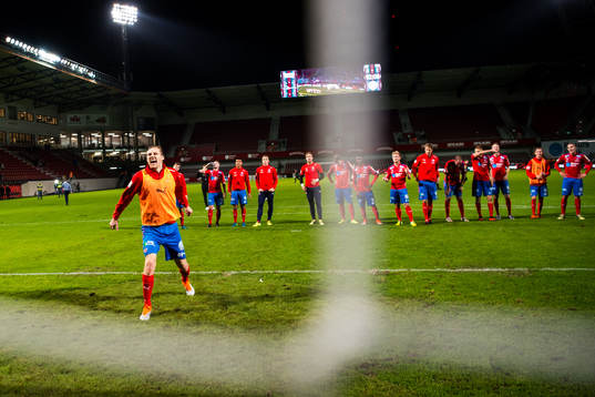 Helsingborgs Andri Runar  Bjarnason jublar