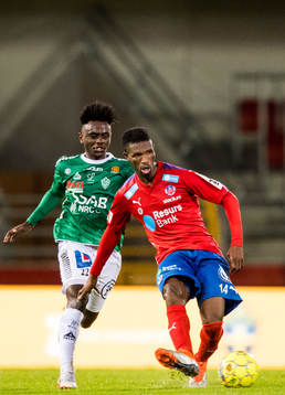 Helsingborgs Mohammed Abubakari och Brages Kristian Andersen