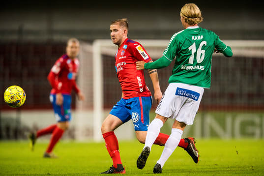 Helsingborgs Darijan Bojanic och Brages Andre Kamp