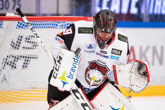 Malmö Redhawks målvakt Oscar Alsenfelt  i ishockeymatchen