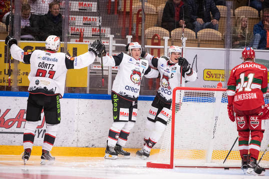 Malmö Redhawks Emil Sylvegård  jublar