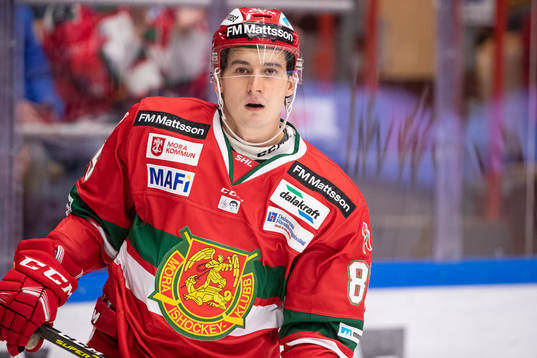 Moras Michael Haga  i ishockeymatchen i SHL mellan Mora och