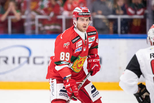 Moras Ryan Johnston  i ishockeymatchen i SHL mellan Mora