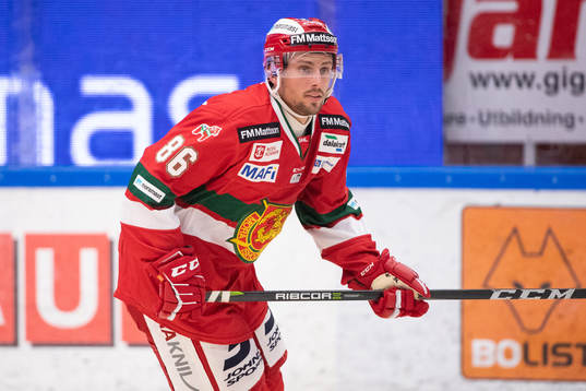 Moras Mathias Bromé  i ishockeymatchen i SHL mellan Mora