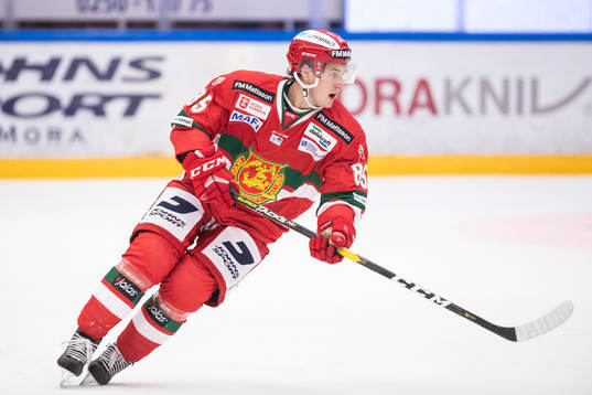 Moras Michael Haga  i ishockeymatchen i SHL mellan Mora och