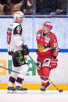 Moras Matt Bailey och Malmö Redhawks Fredrik Händemark  i