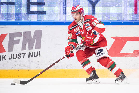 Moras Ryan Johnston  i ishockeymatchen i SHL mellan Mora