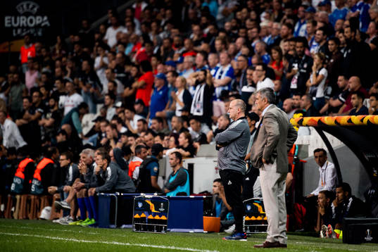 Geir Bakke, head coach of Sarpsborg 08, and Senol Günes,