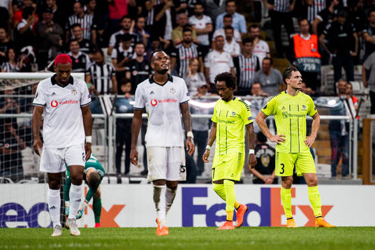 Amin Askar and Jørgen Horn of Sarpsborg 08 look dejected