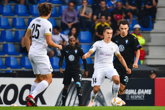Leandro Trossard of Genk and Andreas Vindheim of Malmö FF