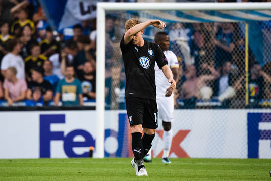 Anders Christiansen of Malmö FF looks dejected