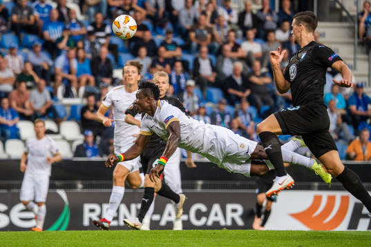 Joseph Aidoo of Genk and Marcus Antonsson of Malmö FF