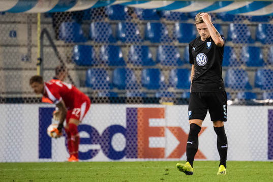 Sören Rieks of Malmö FF looks dejected
