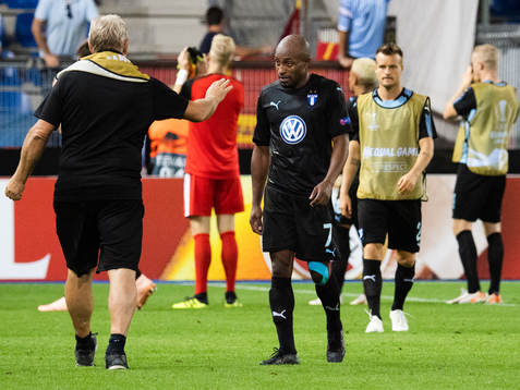 Fouad Bachirou of Malmö FF looks dejected