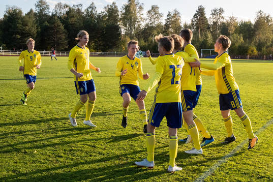 Sveriges spelare jublar