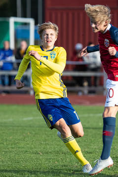 Sveriges Kristoffer Krebs i landskampen i fotboll mellan