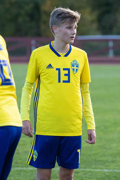 Sveriges Adam Hellqvist i landskampen i fotboll mellan