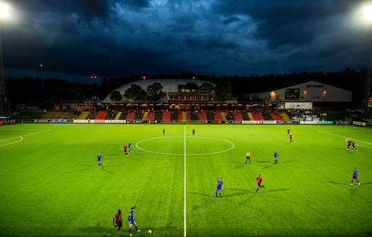 Vybild över fotbollsmatchen i Allsvenskan mellan