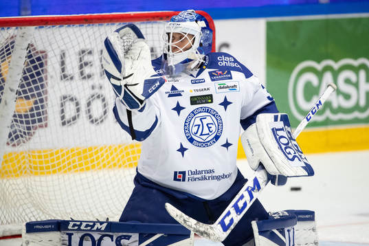 Leksands målvakt Jonas Arntzen i ishockeymatchen i