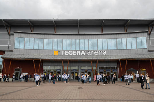 Tegera Arena innan ishockeymatchen i Hockeyallsvenskan