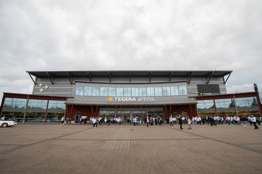 Tegera Arena innan ishockeymatchen i Hockeyallsvenskan