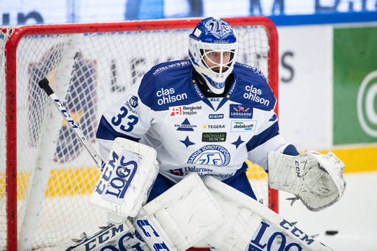 Leksands målvakt Axel Brage  i ishockeymatchen i