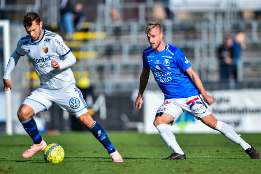 Djurgårdens Jesper Karlström och Trelleborgs Anton Tideman