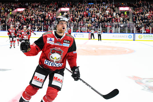 Malmö Redhawks Max Görtz jublar