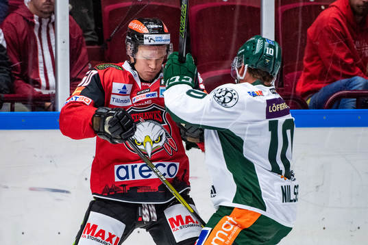 Malmö Redhawks Tobias Ekberg och Färjestads Marcus Nilsson