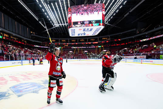 Malmö Redhawks Tobias Ekberg och målvakt Cristopher