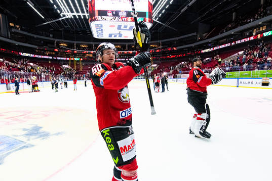 Malmö Redhawks Tobias Ekberg och målvakt Cristopher