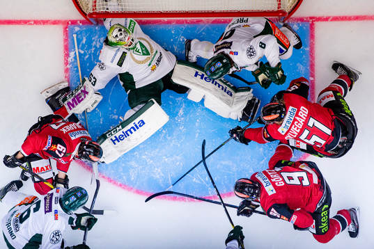 Malmö Redhawks Frederik Storm, Konstantin Komarek och Emil