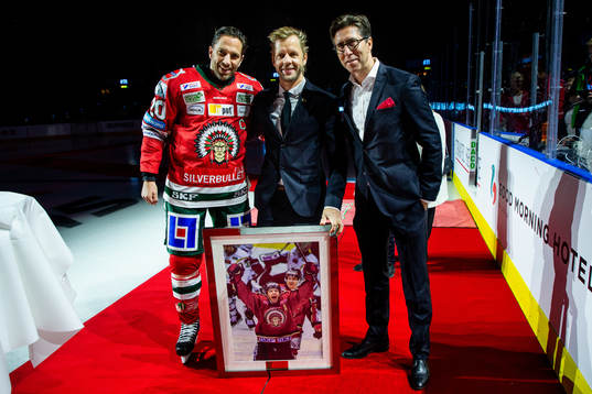 Frölundas Joel Lundqvist och klubbdirektör Christian