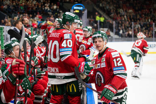 Frölundas Joel Mustonen och Max Friberg