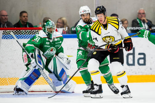 Brynäs Nicklas Danielsson oroar vid Rögles Craig Schira