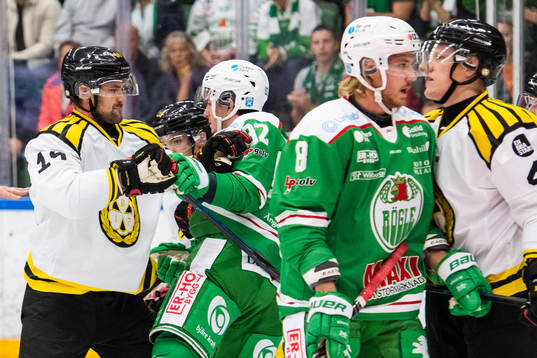 Gruff mellan Brynäs Johan Alcén och Rögles Thomas