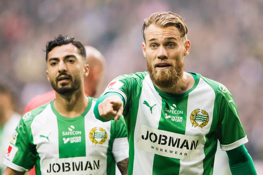 Hammarbys Jiloan Hamad och David Fällman reagerar