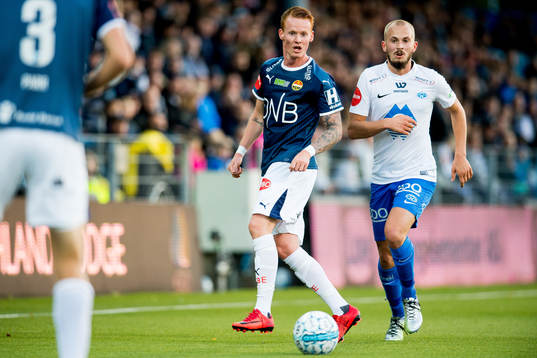 Martin Rønning Ovenstad of Strømsgodset and Eirik Hestad