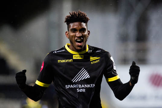 Damion Lowe of Start celebrates