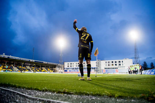 Eirik Wichne of Start prepares for a corner kick