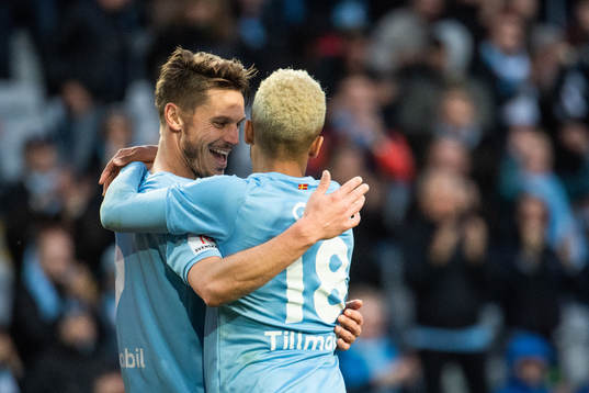 Malmö FFs Markus Rosenberg och Malmö FFs Romain Gall