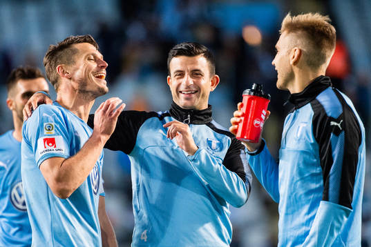 Malmö FFs Markus Rosenberg, Behrang Safari och Rasmus