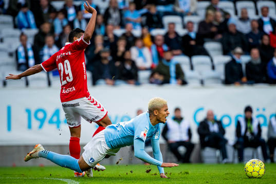 Malmö FFs Romain Gall och Kalmars Romário Pereira Sipião
