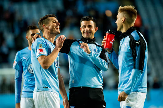 Malmö FFs Markus Rosenberg, Behrang Safari och Rasmus
