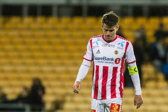 Simen Wangberg of Tromsø looks dejected