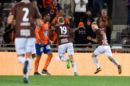 Tonny Brochmann of Mjøndalen celebrates