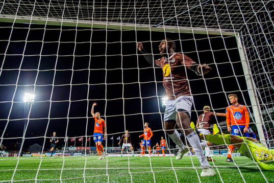 Olivier Occéan of Mjøndalen celebrates