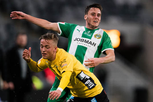 Elfsborgs Jesper Karlsson och Hammarbys Jeppe Andersen